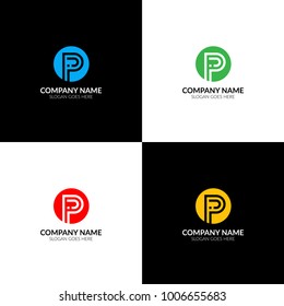 Vector illustration. Letter I and P logo, icon flat and vector design template. The letter p and i logotype for brand or company with text.