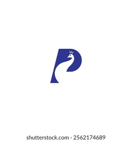 vector illustration of letter P and peacock for icon,symbol or logo. letter P logo