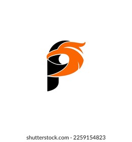 vector illustration of letter P and phoenix head for icon,symbol or logo. P initial logo
