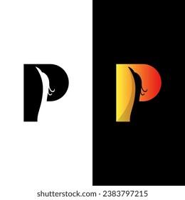 vector illustration of the letter P and phoenix for icon, symbol or logo. letter P initial logo