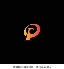 vector illustration of the letter P and phoenix for icon, symbol or logo. letter P logo