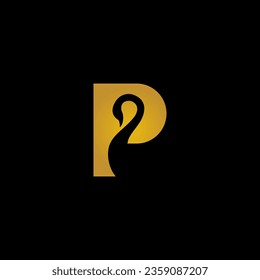 vector illustration of letter P and swan for icon, symbol or logo. initial P logo