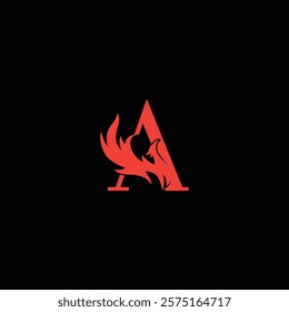 vector illustration of the letter A and phoenix for icon, symbol or logo. letter A logo