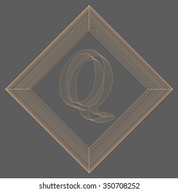 Vector illustration of letter Q. Fonts of Mesh polygonal. The structural grid of polygons. Abstract Creative concept vector background. Molecular lattice. Polygonal design style letterhead and