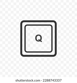 Vector illustration of letter Q icon in dark color and transparent background(PNG). Keyboard shortcut button.