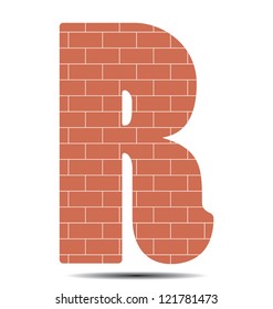 vector illustration letter R in bricks