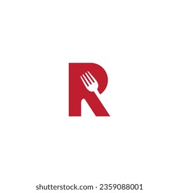 vector illustration of letter R and cutlery for icon, symbol or logo. The initial R logo is suitable for restaurant, canteen, bar and cafe logos