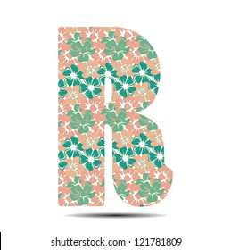 vector illustration letter R in flowers