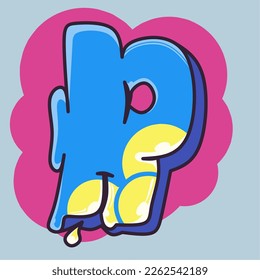 vector illustration of letter R graffiti character, great for merchandise design, such as clothes and more,