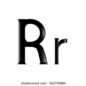 The vector illustration of the letter R isolated in the white background