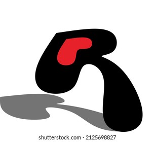 Ilustración vectorial del logotipo de la letra R con signo de amor rojo. Adecuado para ser utilizado como un logotipo comunitario o empresarial relacionado con los servicios.