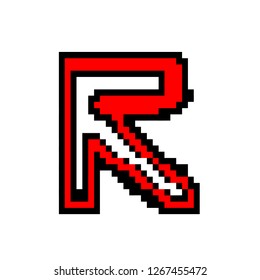 vector illustration and Letter r pixel art style