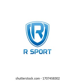 vector illustration letter r with shield sport logo modern design