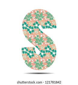 vector illustration letter S in flowers