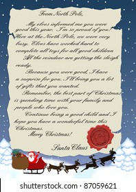 Vector illustration of a letter from Santa Claus