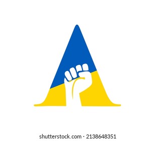 A vector illustration of Letter A for Stand with ukraine Sign