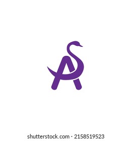 vector illustration of letter A and swan for icon, symbol or logo. letter A flat logo