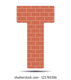 vector illustration letter T in bricks