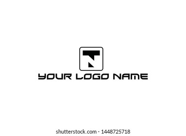 Vector illustration of letter T logo in square box. Isolated on white background. 