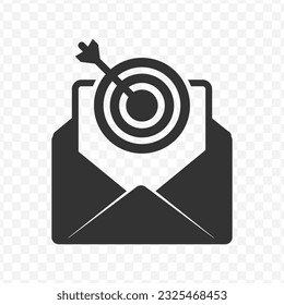 Icono de la ilustración vectorial de los destinos de letras en color oscuro y fondo transparente (PNG).
