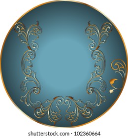 Vector illustration. Letter U, gold floral design.