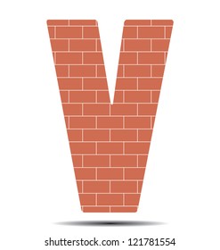 vector illustration letter V in bricks
