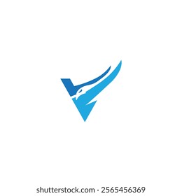 vector illustration of the letter V and the head of an eagle for icon, symbol or logo. flat logo of letter V and eagle head