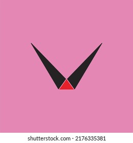 Vector illustration of the letter V logo design, and a pink background