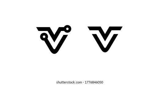 Vector illustration letter v set alphabet