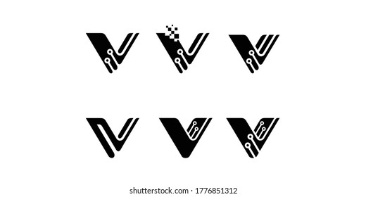 Vektor-Illustrationsbuchstabe v Set-Alphabet