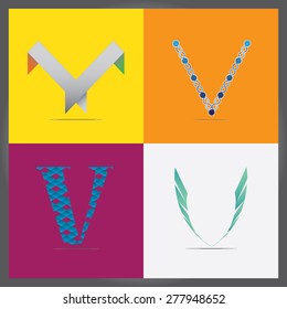Vector illustration letter V set