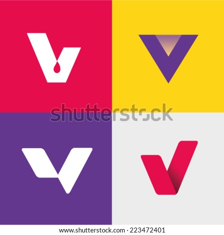 Vector illustration letter v set