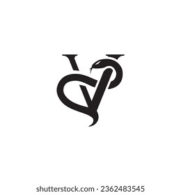vector illustration of letter V and snake for icon ,symbol or logo. initial V logo. viper snake logo