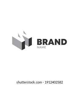 vector illustration of letter w 3d style, multipurpose logo design 