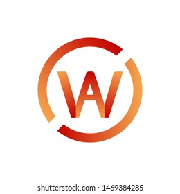 vector illustration letter w and a with circle icon logo design