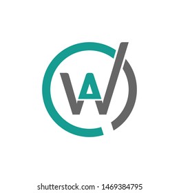vector illustration letter w and a with circle icon logo design