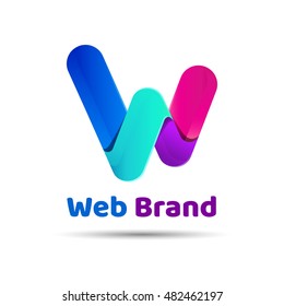 Vector illustration of letter W. Creative colorful abstract logo design. Template for your business company.