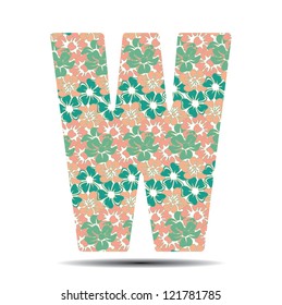 vector illustration letter W in flowers