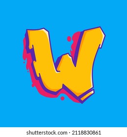 vector illustration of letter w graffiti character, great for merchandise design, such as clothes and more,