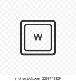 Vector illustration of letter W icon in dark color and transparent background(PNG). Keyboard shortcut button.