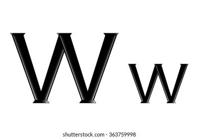 The vector illustration of the letter W isolated in the white background