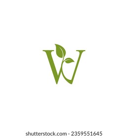 vector illustration of letter W and leaf for icon,symbol or logo. W initial logo. organic product logo