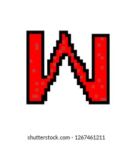 vector illustration and Letter w pixel art style
