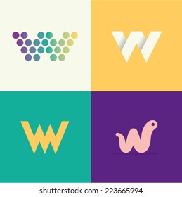 Vector illustration letter w set