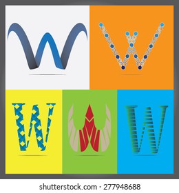 Vector illustration letter W set