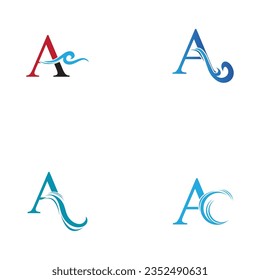 vector illustration of letter A and water wave logo and symbol