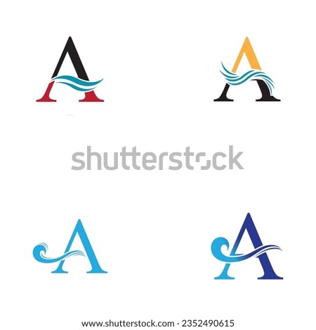 vector illustration of letter A and water wave logo and symbol