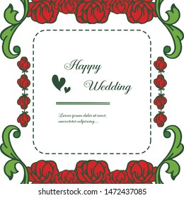 Vector illustration letter will you marry me with elegant red flower frame