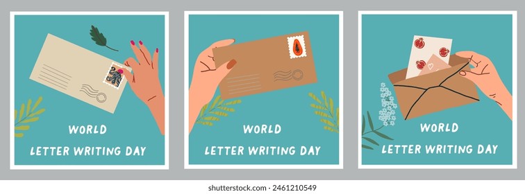 Vector illustration for letter writing day in September 1. World Letter Writing Day is a day that people from all around the world will pick up a pen or pencil write a letter. Poster, banner, card.