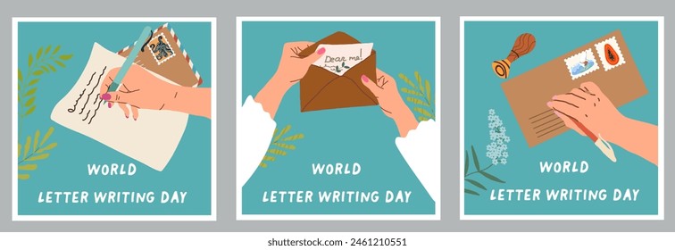 Vector illustration for letter writing day in September 1. World Letter Writing Day is a day that people from all around the world will pick up a pen or pencil write a letter. Poster, banner, card.